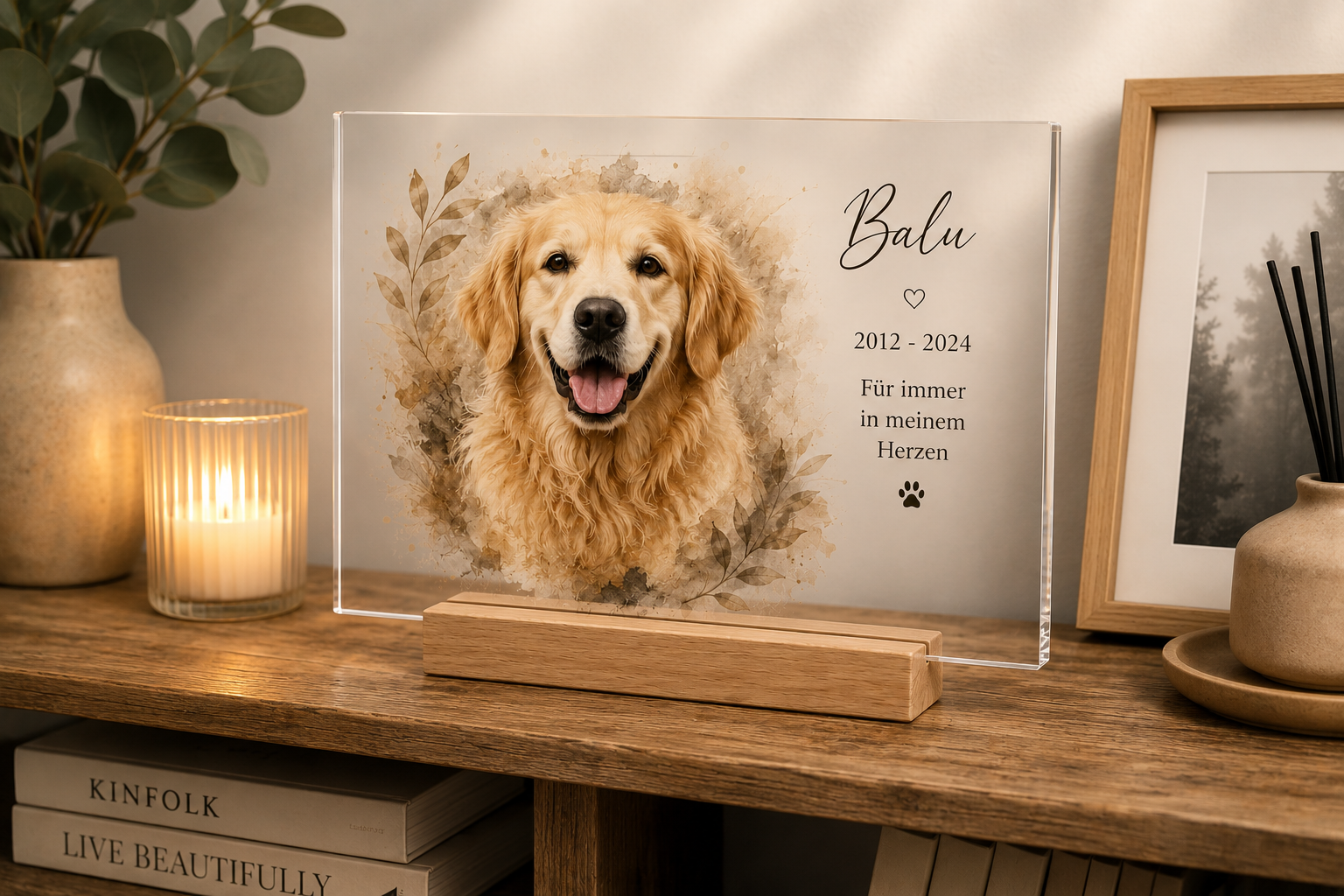 Personalisiertes Acrylglas Hunde Portrait als stilvolle Wohnzimmer Dekoration