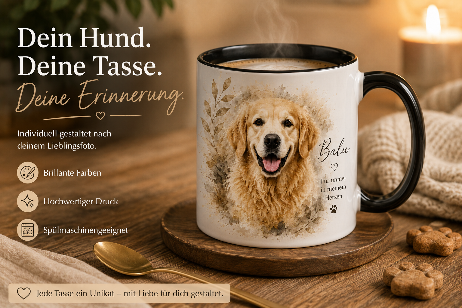 Personalisierte Hunde Tasse mit Foto Personalisierte Hunde Tasse mit Foto und Namen des Hundes