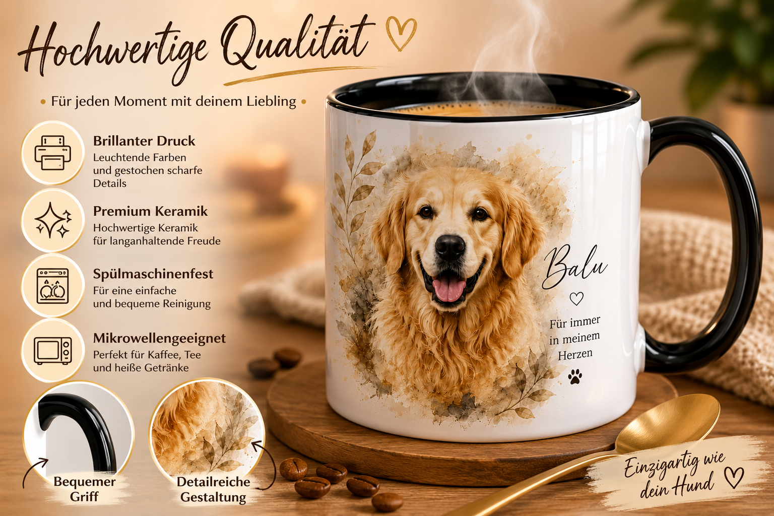 Personalisierte Hunde Tasse mit Foto Hochwertiger Druck auf personalisierter Hunde Tasse